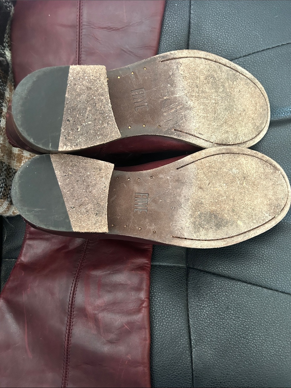 Frye Burgundy Leather Mid-Calf Riding Boots - Picture 4 of 4